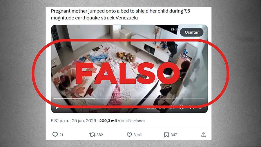 Mensaje que difunde un vídeo de Colombia en 2025 como si fuera de los terremotos en Venezuela