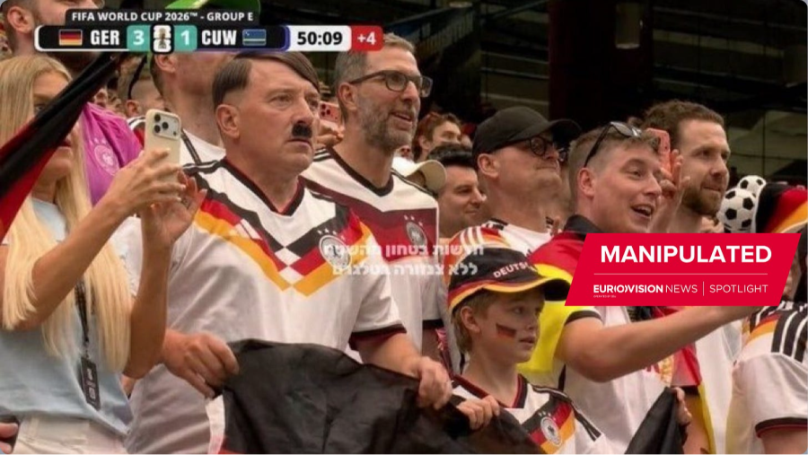 Imagen falsa de Hitler entre el público en un partido