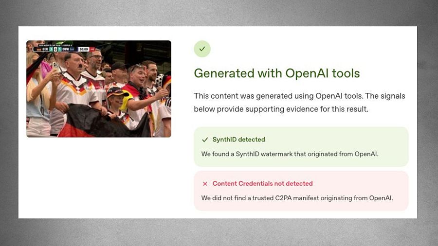 Análisis de la foto falsa de Hitler con la herramienta Verify de OpenAI