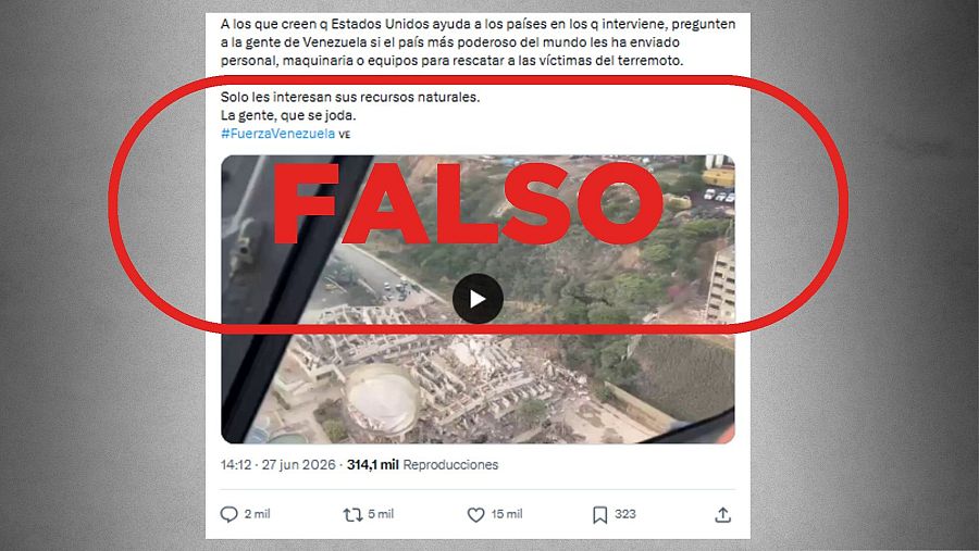 Mensaje que difunde la falsa idea de que Estados Unidos no está ayudando tras los terremotos