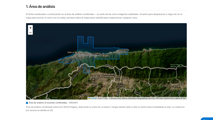 Vista satelital del área analizado por AI For Good Research Lab