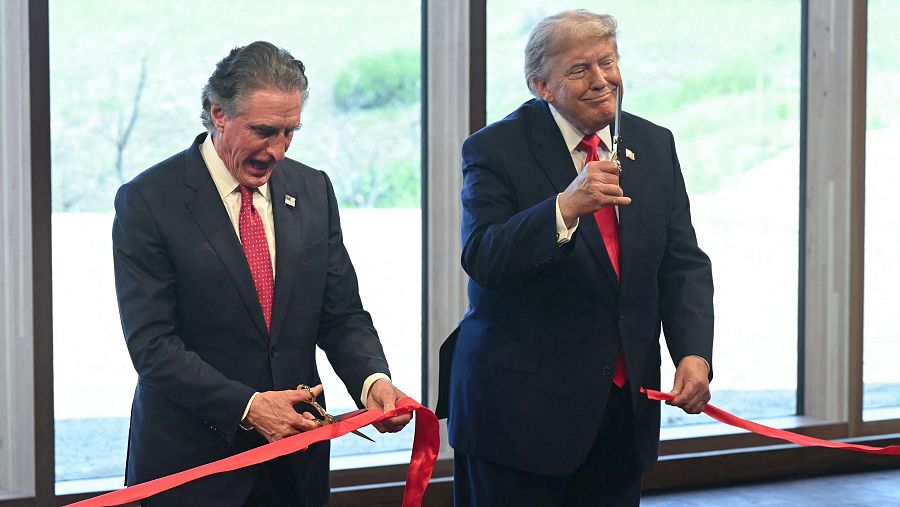 El presidente de Estados Unidos, Donald Trump, en la recién inaugurada Biblioteca Presidencial Theodore Roosevelt en Medora, Dakota del Norte