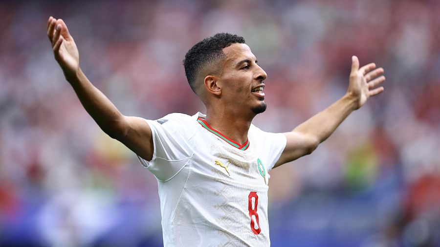 Azzedine Ounahi celebrando un gol en el Canadá - Marruecos del Mundial 2026