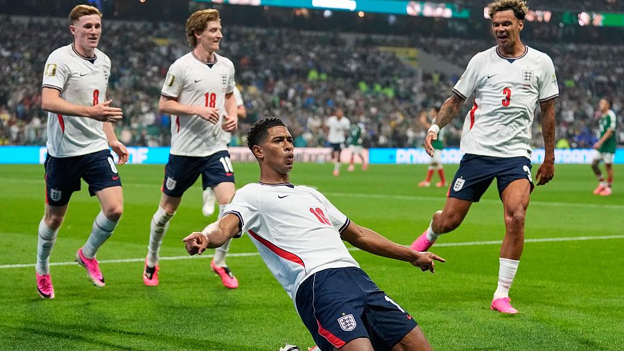 Jude Bellingham celebrando un gol en el México - Inglaterra del Mundial 2026