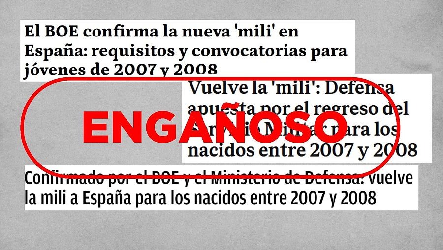 Titulares web engañosos sobre el servicio militar en España