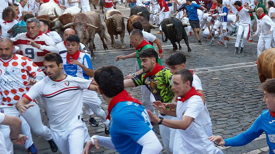 Encierro de la ganadería Victoriano del Río durante la pasada edición