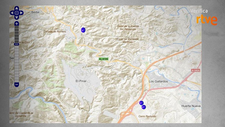 En los puntos azules, estaciones de telefonía ubicadas en la zona del incendio, según el portal Infoantenas