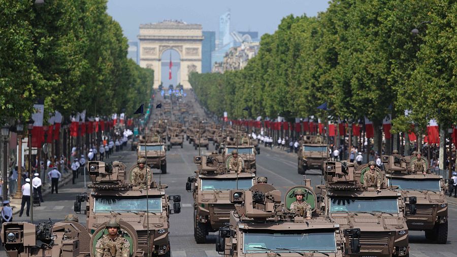 Imagen del desfile del Día de la Bastilla, en París