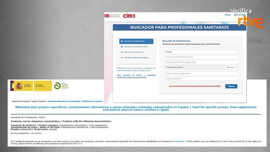 Resultados de los buscadores de alimentos y complementos alimenticios