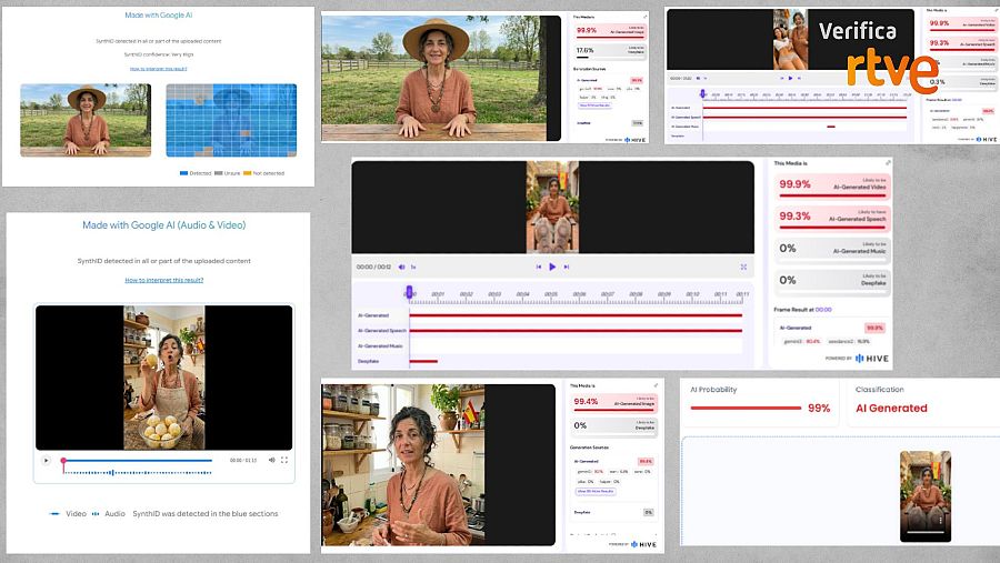 Las herramientas detectan que las fotos y vídeos de este perfil están hechos con IA
