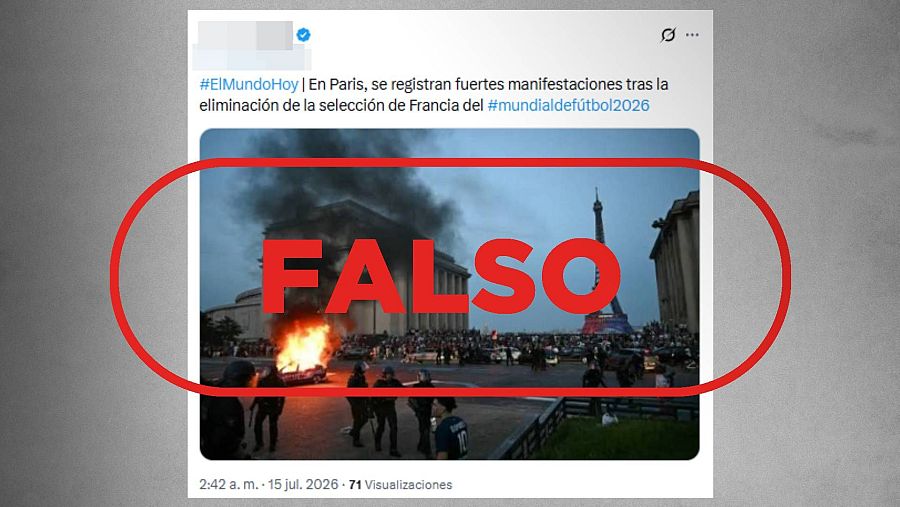 Mensaje de X que difunde una foto de mayo como si fuera actual