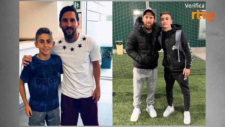 Fotografías de Fermín y Gavi con Messi