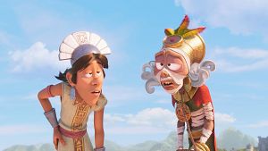 Tadeo y Momia en una escena de Tadeo Jones y la lámpara maravillosa