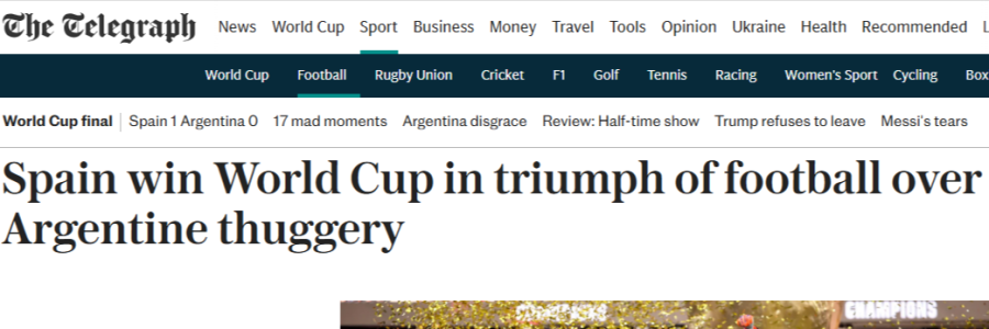 Captura de pantalla titular THE TELEGRAPH