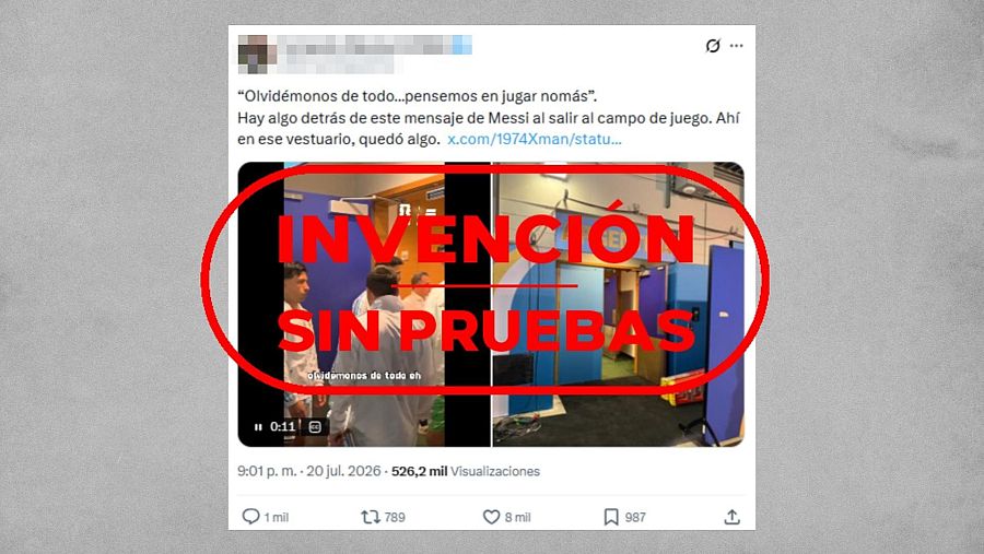Mensaje que difunde la invención sin pruebas de que “hay algo detrás” de la arenga de Messi antes de jugar la final del Mundial 2026