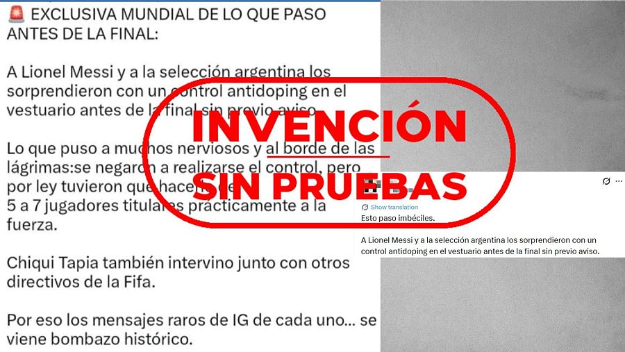 Mensaje que difunde un supuesto control antidopaje a Argentina.