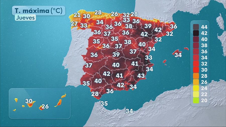 Temperaturas máximas para este jueves 23 de julio