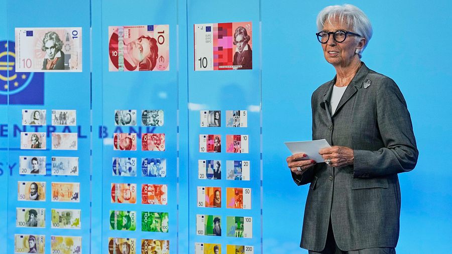 La presidenta del BCE, Christine Lagarde, en el evento de presentación de este jueves en Frankfurt