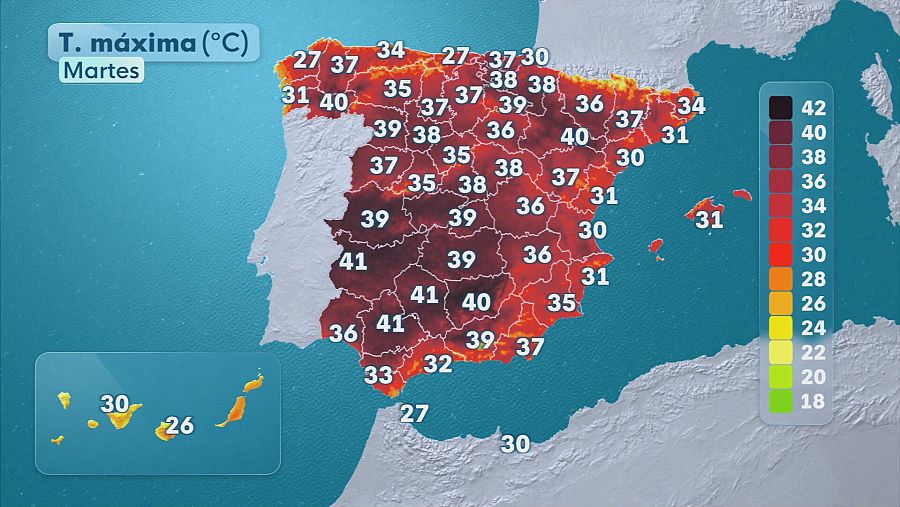 Temperaturas máximas de este martes 28 de julio