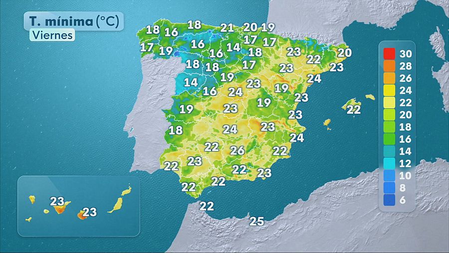Temperaturas mínimas de este viernes