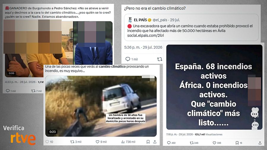 Mensajes que desinforman sobre las causas y la virulencia de los últimos incendios