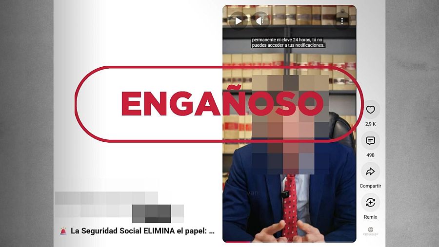 Vídeo que difunde el mensaje engañoso de que la Seguridad Social no notificará 'nada en papel'