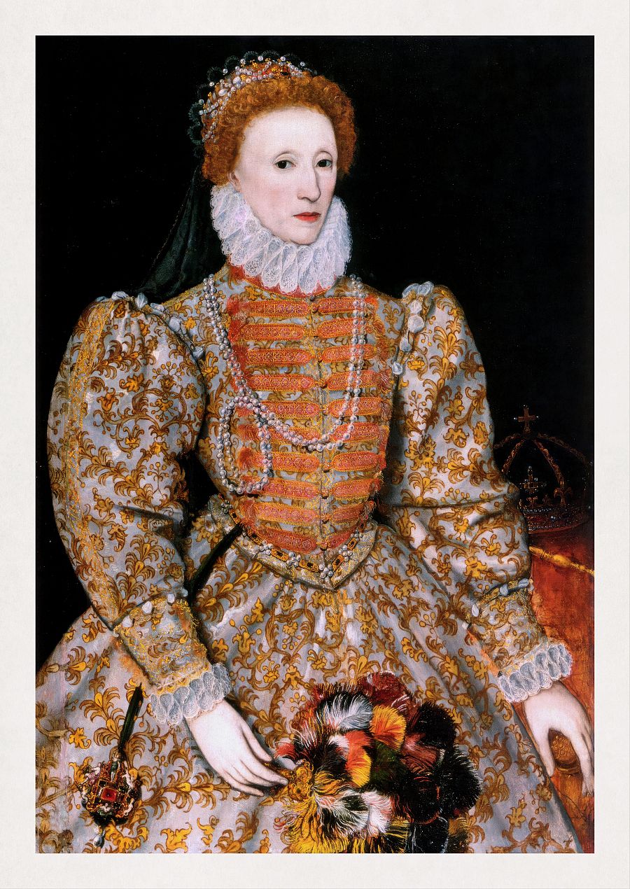 Retrato de Isabel I de Inglaterra, realizado por Johannes Corvus en 1575.