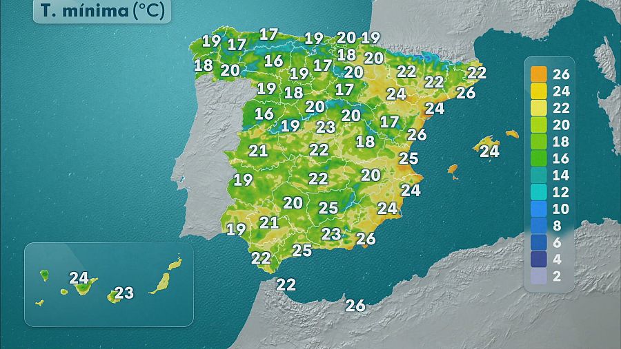 Temperaturas mínimas del miércoles 12 de agosto