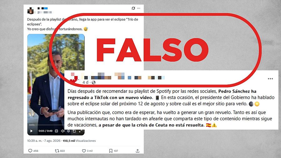 Mensajes que difunden un vídeo de Sánchez del 3 de julio como si fuera actual