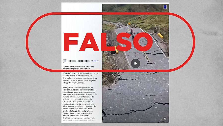 Mensaje que difunde un vídeo antiguo como si correspondiera al terremoto en Colombia del 10 de agosto