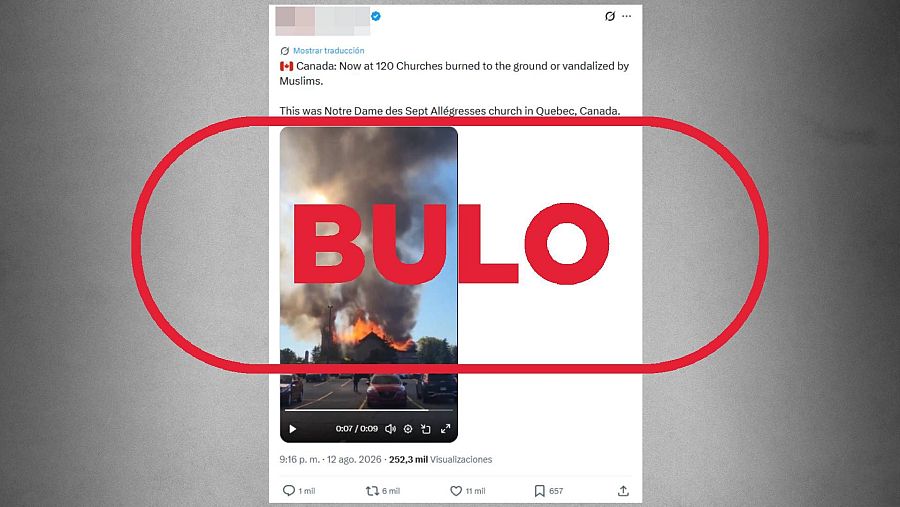 Bulo de incendio en iglesia canadiense no provocado por migrante