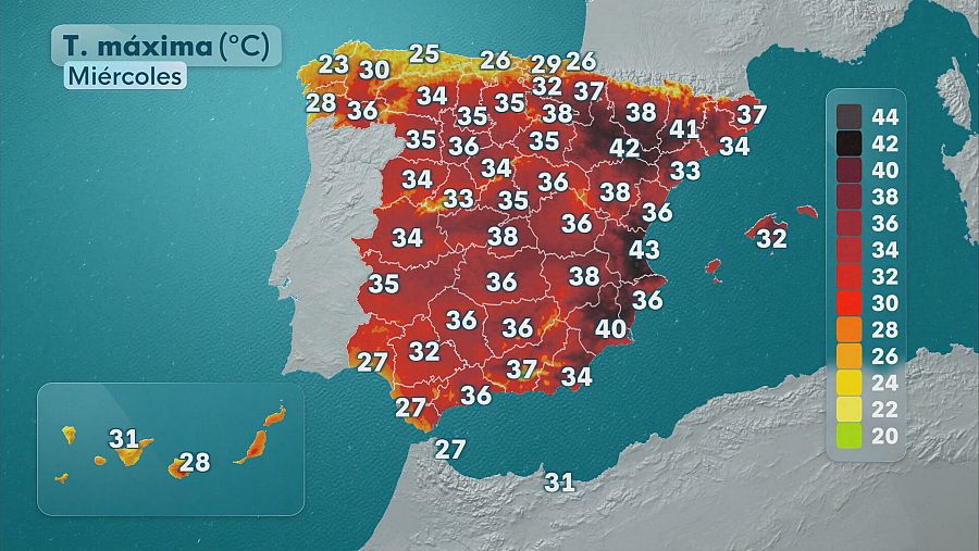 Máximas este miércoles