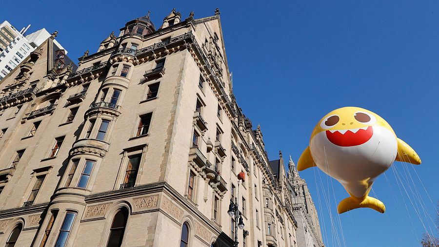 El globo de Baby Shark durante el desfile de Acción de Gracias de Macy’s, en Nueva York, el 24 de noviembre de 2022.
