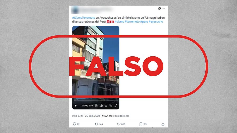 Mensaje de X que difunde un vídeo de Colombia como si fueran imágenes del terremoto de Perú