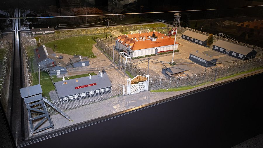Maqueta de Falstad, el campo de internamiento y tránsito alemán durante la Segunda Guerra Mundial en Noruega. Más de 200 prisioneros fueron fusilados en un bosque cercano