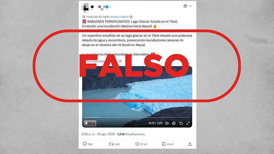 Mensaje que difunde un vídeo de 2022 como si fuera actual de Nepal y Tíbet