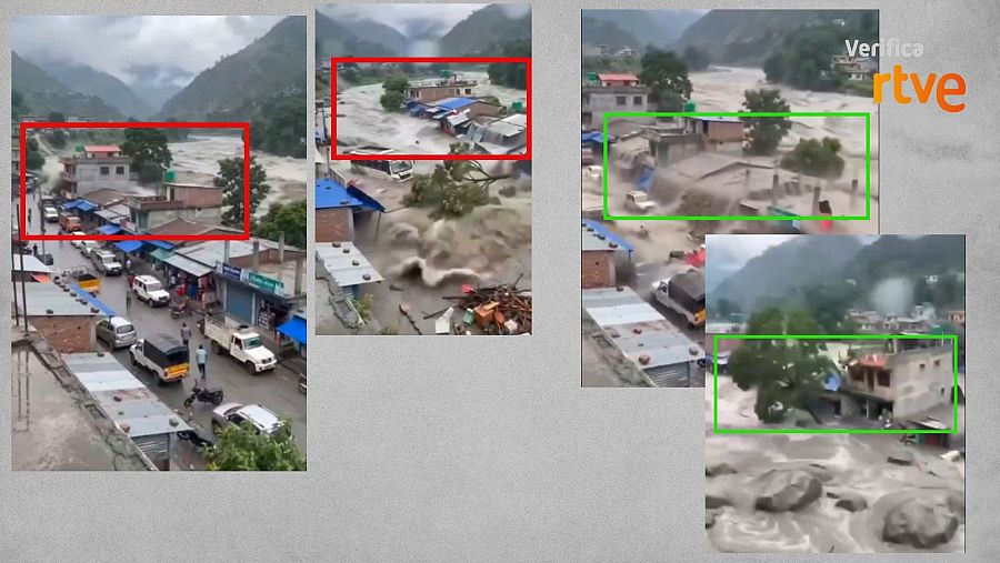 Secuencias en las que cambia el aspecto de los edificios a lo largo del vídeo generado con IA