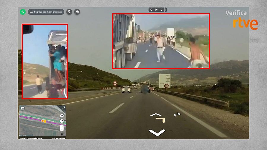 Similitudes entre el vídeo publicado por el verificador italiano Open y la imagen de Mapillary