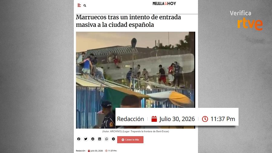 Publicación del 30 de julio de Melilla Hoy donde se difunde un fotograma del vídeo