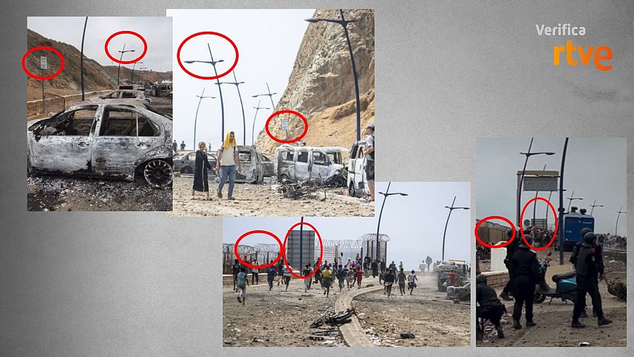 Coincidencias entre los vídeos que circulan en redes y las fotos publicadas por agencias