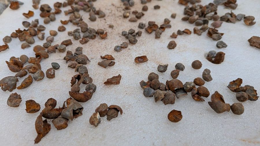 Fragmentos de metralla de los misiles