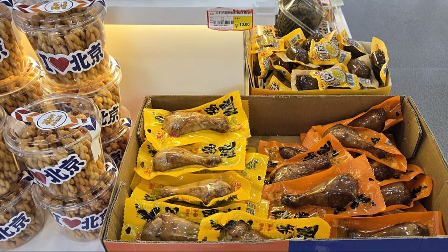 Pollo deshidratado en un supermercado chino