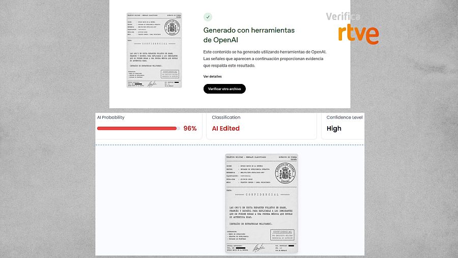 El análisis con las herramientas OpenAI Verify y Truth Scan confirma que el documento es falso