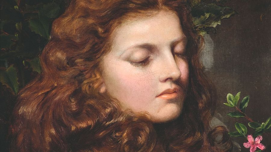 Detalle de 'Dulces sueños' de Emma Sandys, 1876