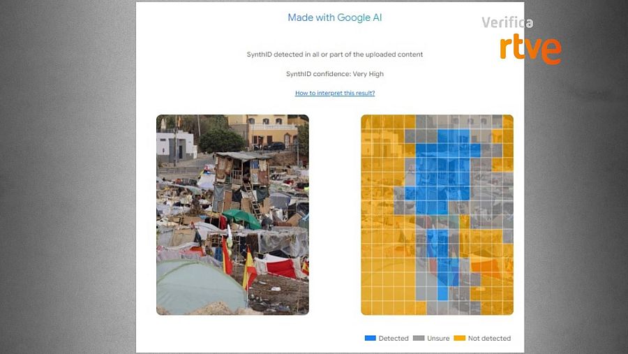 Análisis de Google SynthID que determina que la imagen que circula en redes ha sido modificada con la IA de Google