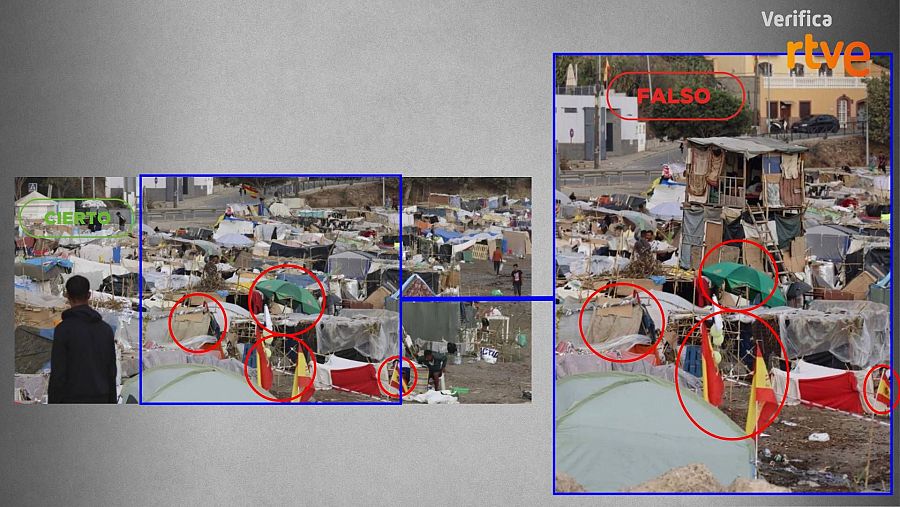 Elementos coincidentes entre la fotografía original y la fotografía manipulada con IA de la playa del Trampolín de Ceuta