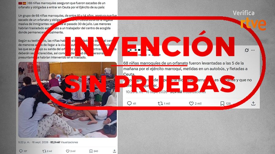 Mensajes que difunden sin pruebas que 68 niñas marroquíes fueron sacadas de un orfanato para entrar en Ceuta