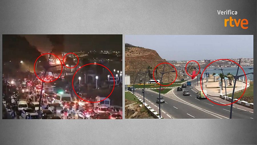 Elementos coincidentes entre el vídeo que se difunde y la imagen de Google Maps