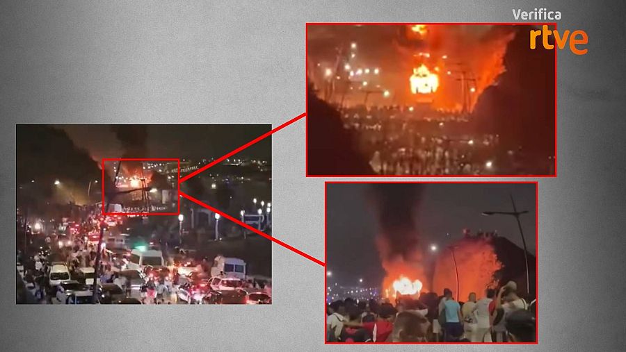 Elementos coincidentes entre el vídeo que circula en redes y otros vídeos que muestran la escena