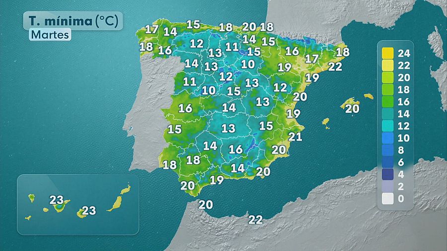 Temperaturas mínimas para este martes 29 de septiembre.